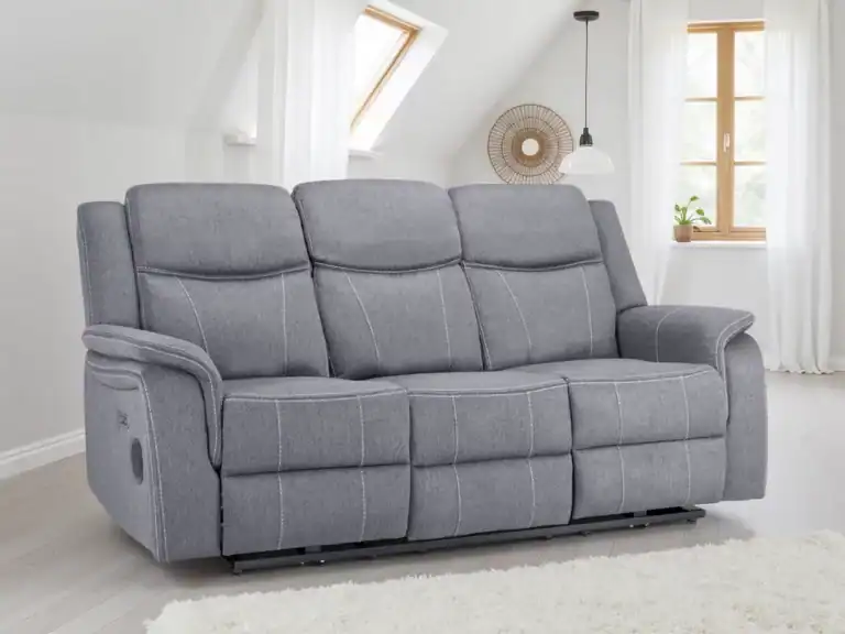 Galaxy Tech Electric Recliner 3 Seater Grey Fabric