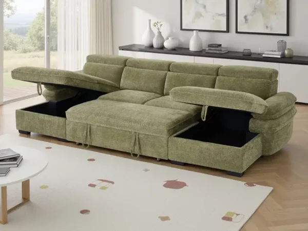 Hudson Sofabed Green U Shape Corner, view 2
