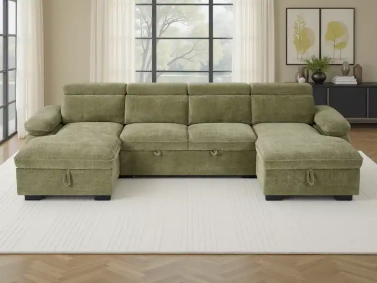Hudson Sofabed Green U Shape Corner