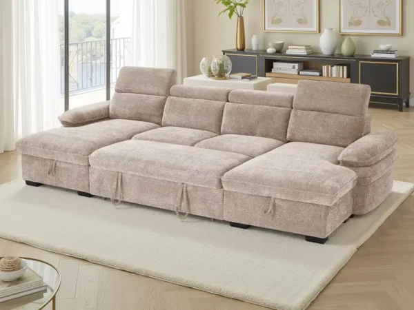 Hudson Sofabed Beige U Shape Corner, view 3