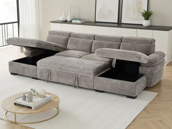 Hudson Sofabed Grey U Shape Corner, view 2