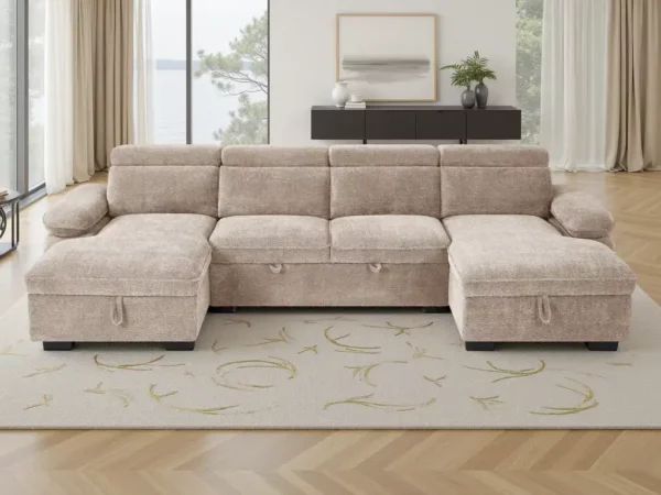 Hudson Sofabed Beige U Shape Corner