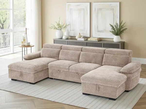 Hudson Sofabed Beige U Shape Corner, view 2