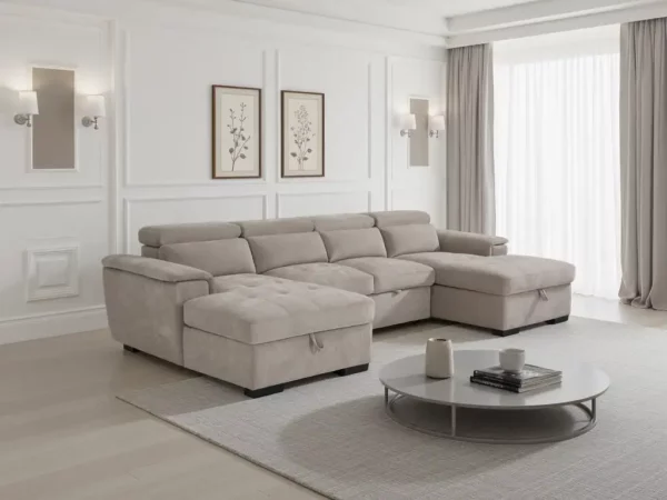 Alaya Sofabed Beige U Shape Corner, view 2