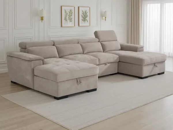 Alaya Sofabed Beige U Shape Corner, view 3