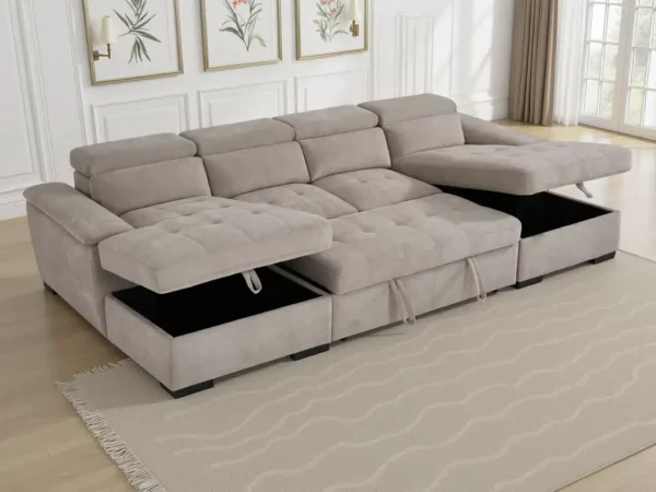 Alaya Sofabed Beige U Shape Corner, view 4