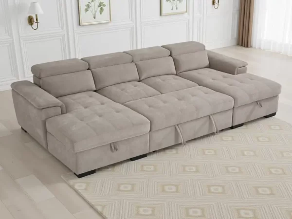 Alaya Sofabed Beige U Shape Corner, view 5