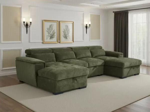 Alaya Sofabed Green U Shape Corner, view 4