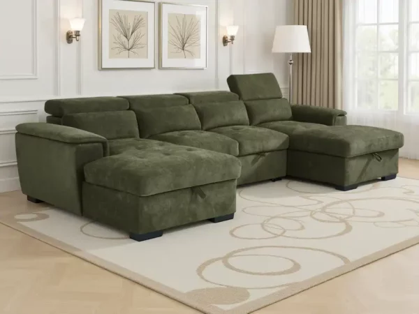 Alaya Sofabed Green U Shape Corner, view 2