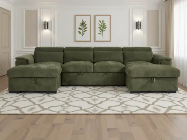 Alaya Sofabed Green U Shape Corner
