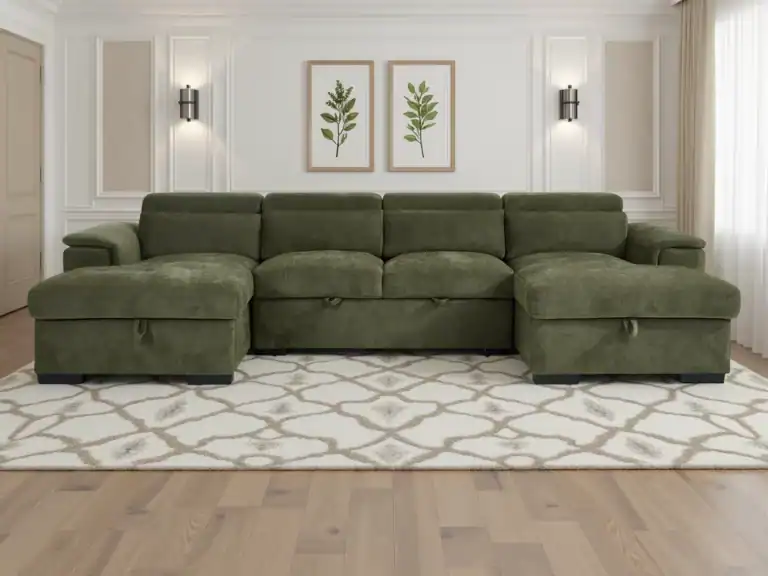 Alaya Sofabed Green U Shape Corner