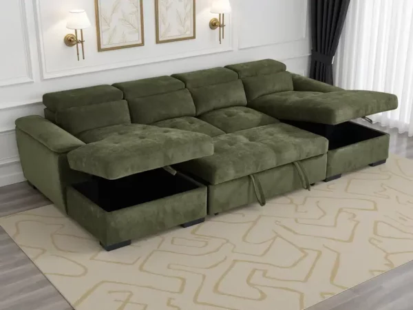 Alaya Sofabed Green U Shape Corner, view 3