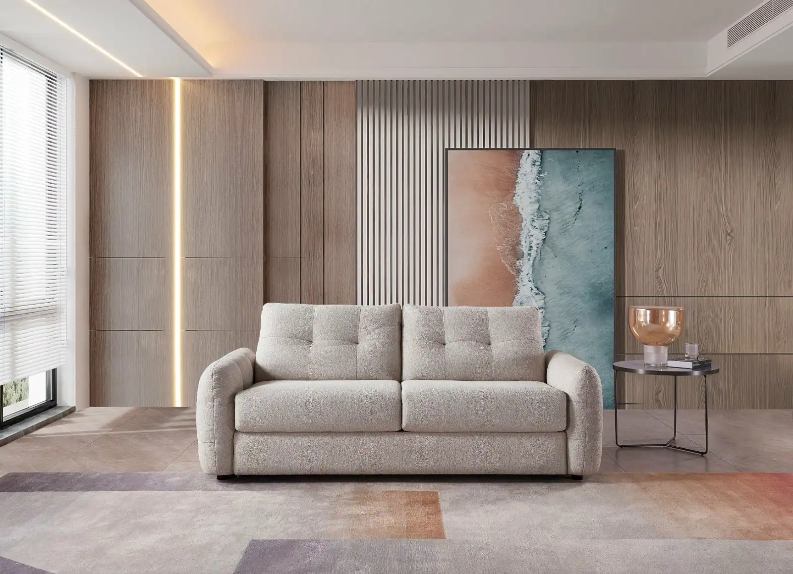 Athens Sofabed Beige 3 Seater, view 3