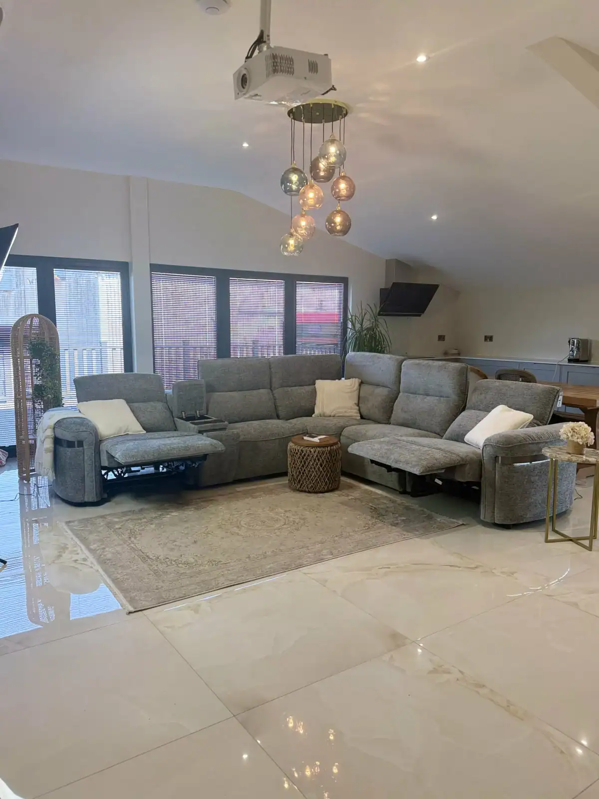 Bicester Electric Recliner Sofa Grey Large Corner, view 5