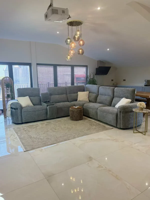 Bicester Electric Recliner Sofa Grey Large Corner, view 6