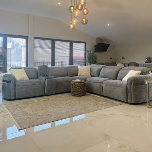 Bicester Electric Recliner Sofa Grey Large Corner, view 2