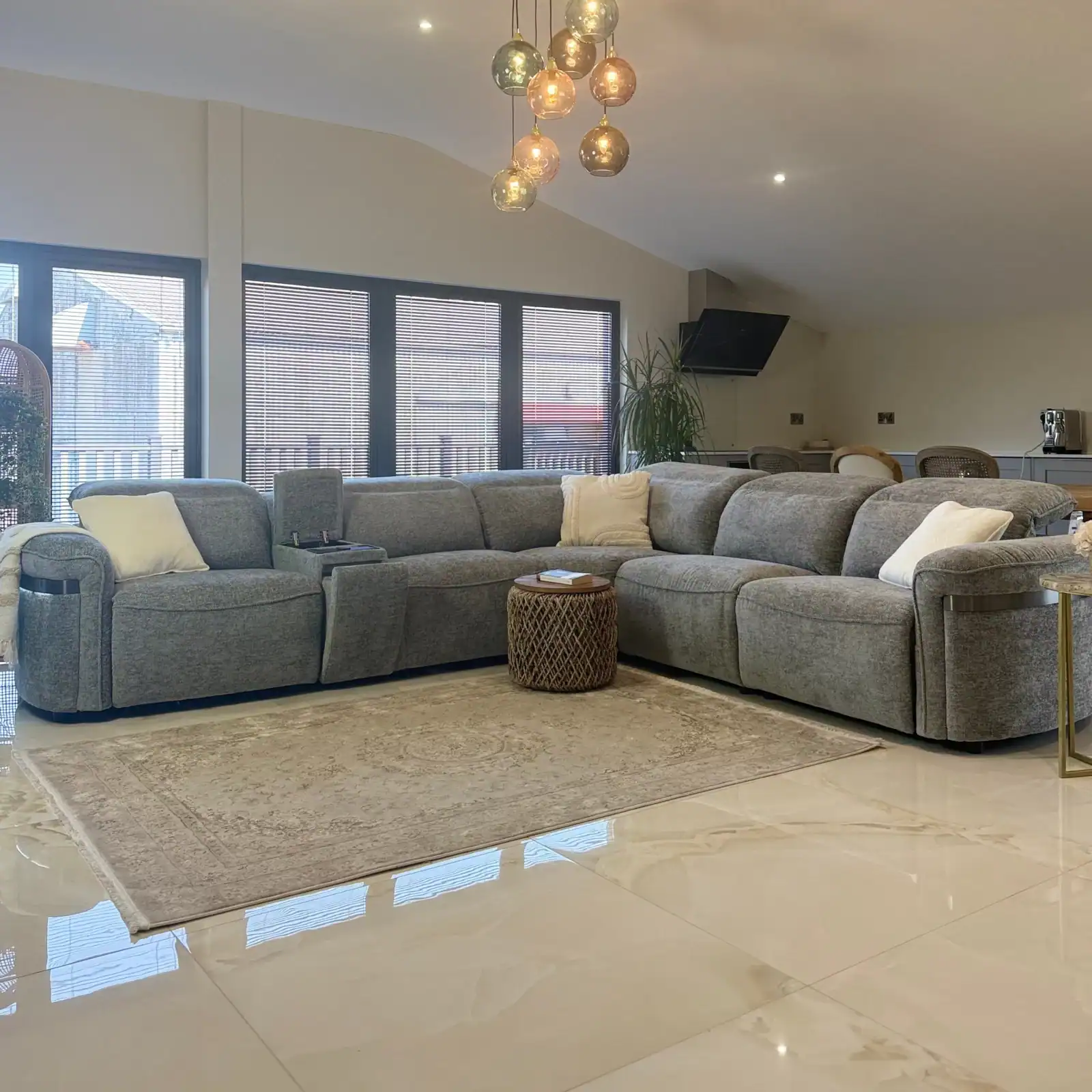 Bicester Electric Recliner Sofa Grey Large Corner, view 2