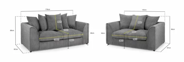 Harley Jumbo Sofa Grey 3+2 Set, view 2