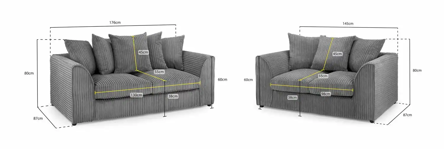 Harley Jumbo Sofa Grey 3+2 Set, view 2