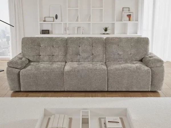 Dallas Electric Sofabed Mushroom 3 Seater, view 4