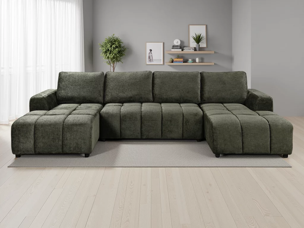 Shanghai Luxury Green U Shape Corner Sofabed, view 2
