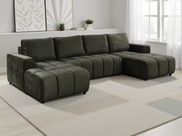 Shanghai Luxury Green U Shape Corner Sofabed