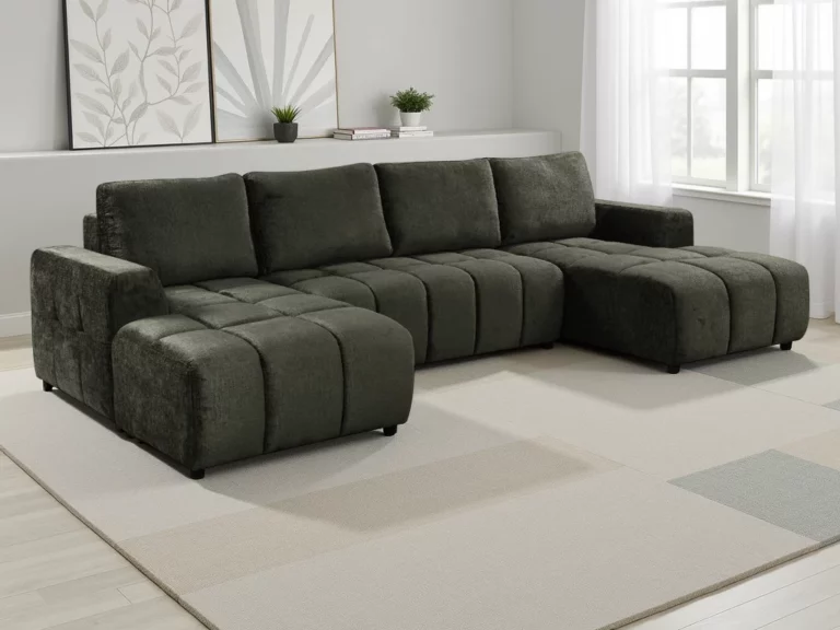 Shanghai Luxury Green U Shape Corner Sofabed