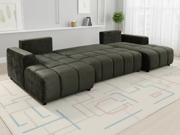 Shanghai Luxury Green U Shape Corner Sofabed, view 3