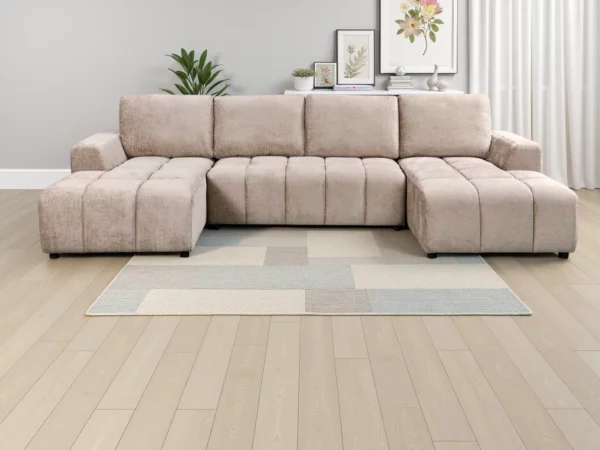 Shanghai Luxury Beige U Shape Corner Sofabed, view 2