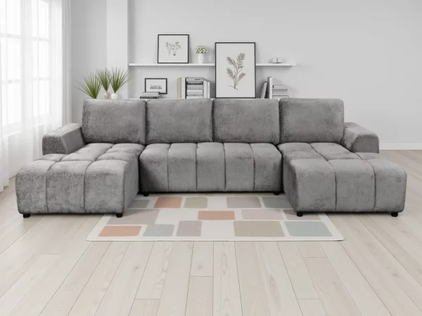 Shanghai Luxury Grey U Shape Corner Sofabed, view 2