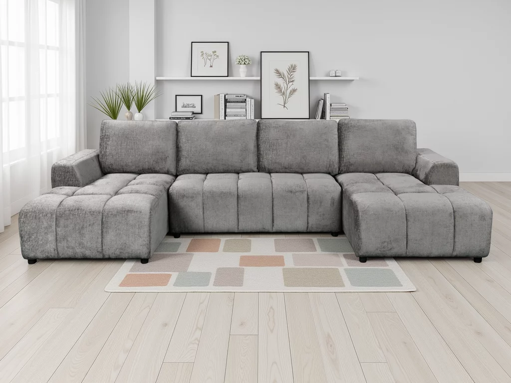 Shanghai Luxury Grey U Shape Corner Sofabed, view 2