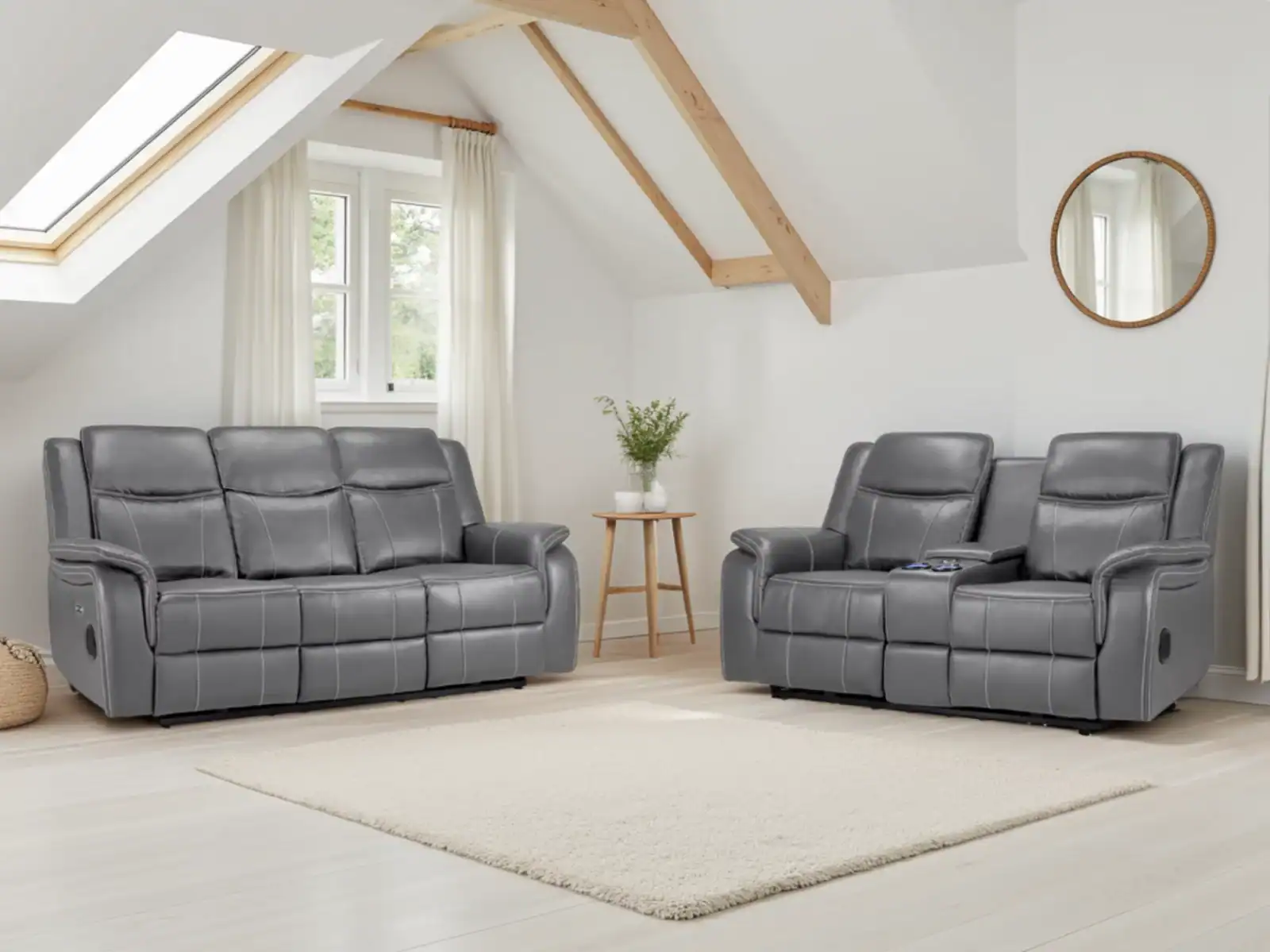 Galaxy Tech Electric Recliner Sofa Grey 3+2 Set