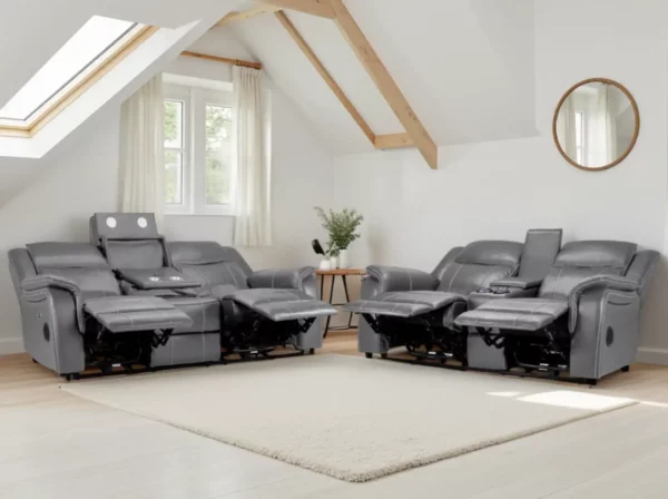 Galaxy Tech Electric Recliner Sofa Grey 3+2 Set, view 2