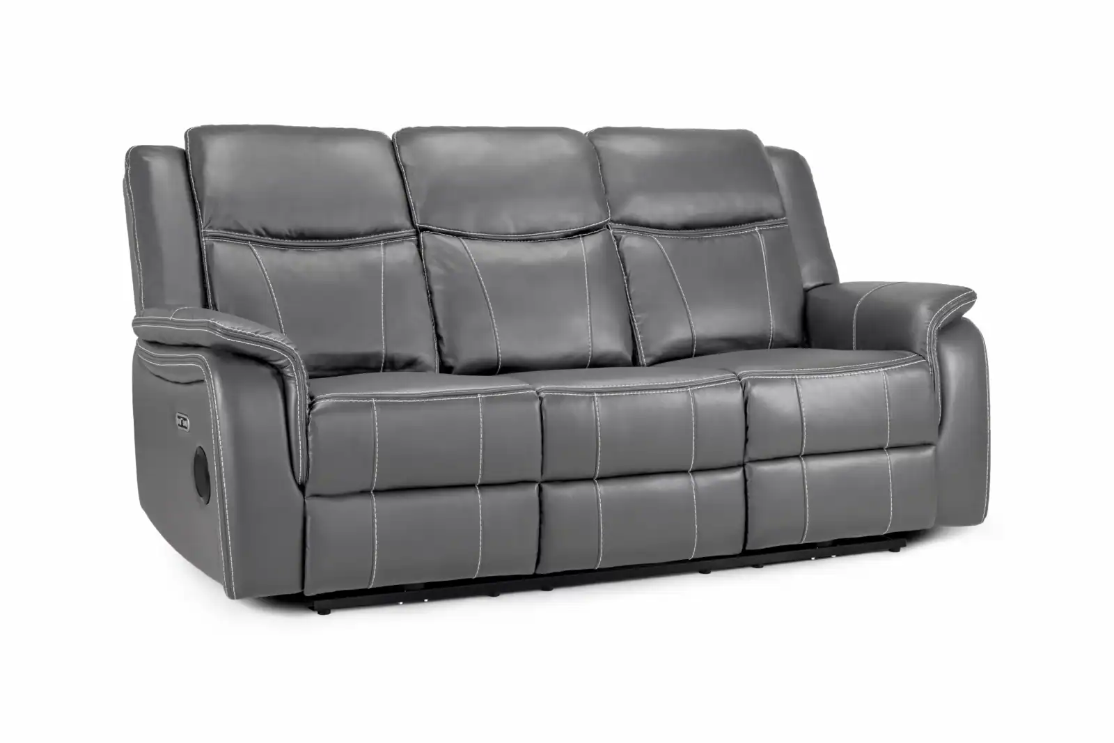 Galaxy Tech Electric Recliner 3 Seater Grey Leather, view 2
