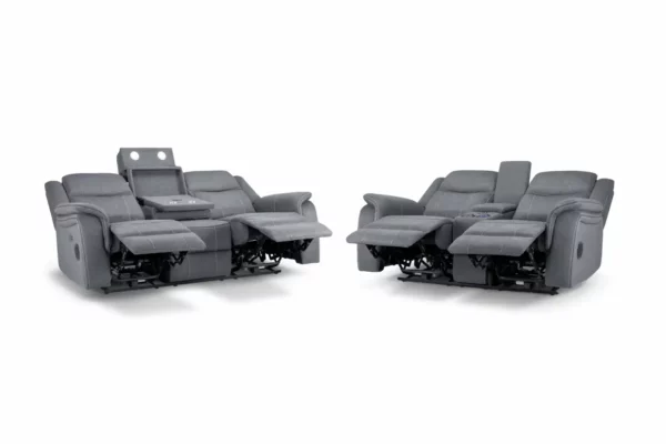 Galaxy Tech Electric Recliner Sofa Grey Fabric 3+2 Set, view 3