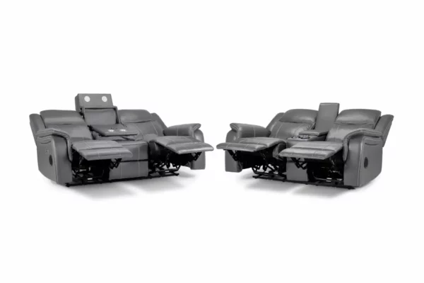Galaxy Tech Electric Recliner Sofa Grey 3+2 Set, view 3