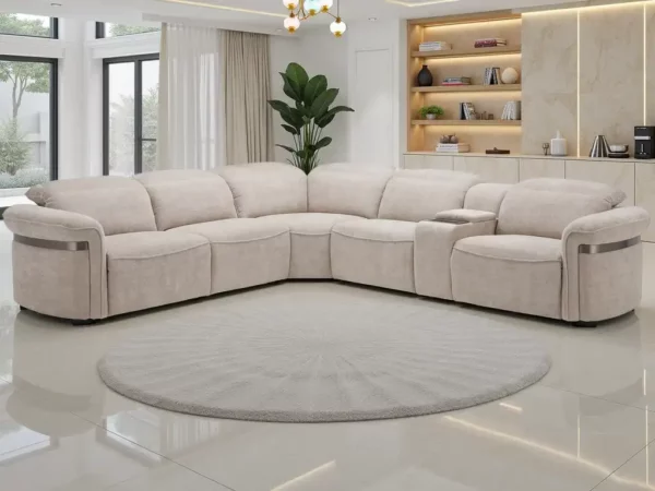 Bicester Electric Recliner Sofa Beige Large Corner