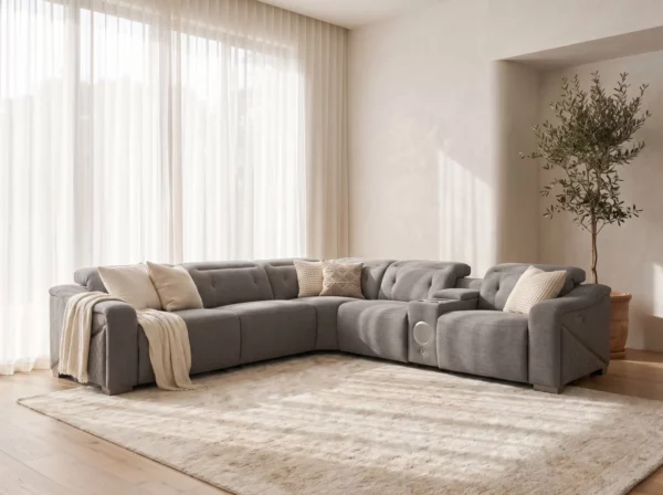 Ohio Electric Recliner Sofa Grey Large Corner