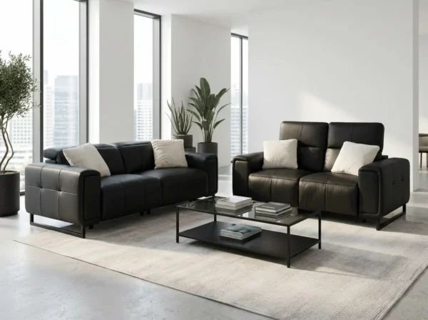 Richmond Electric Recliner Sofa Black 3+2 Set, view 2