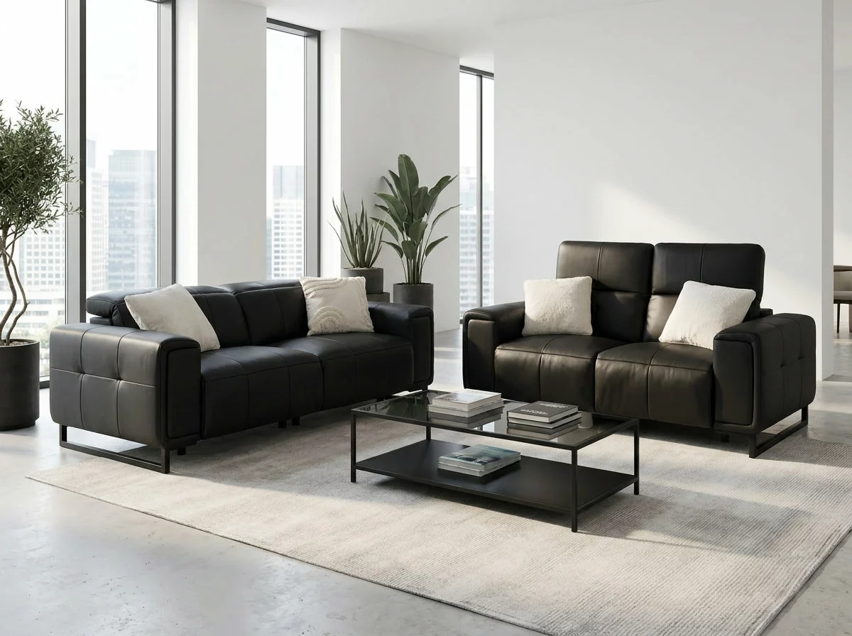 Richmond Electric Recliner Sofa Black 3+2 Set, view 2