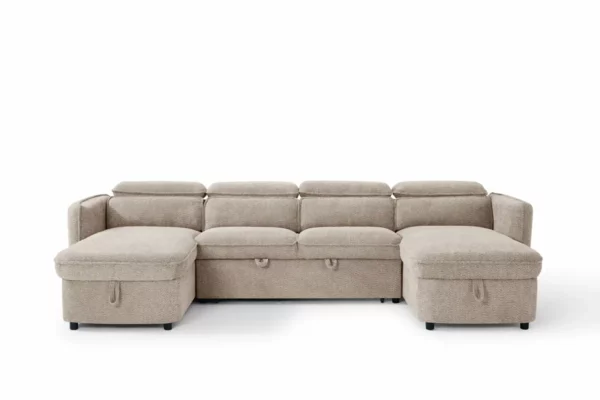 Capri Sofabed Beige U Shape Corner, view 5