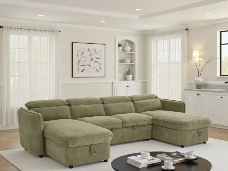 Capri Sofabed Green U Shape Corner
