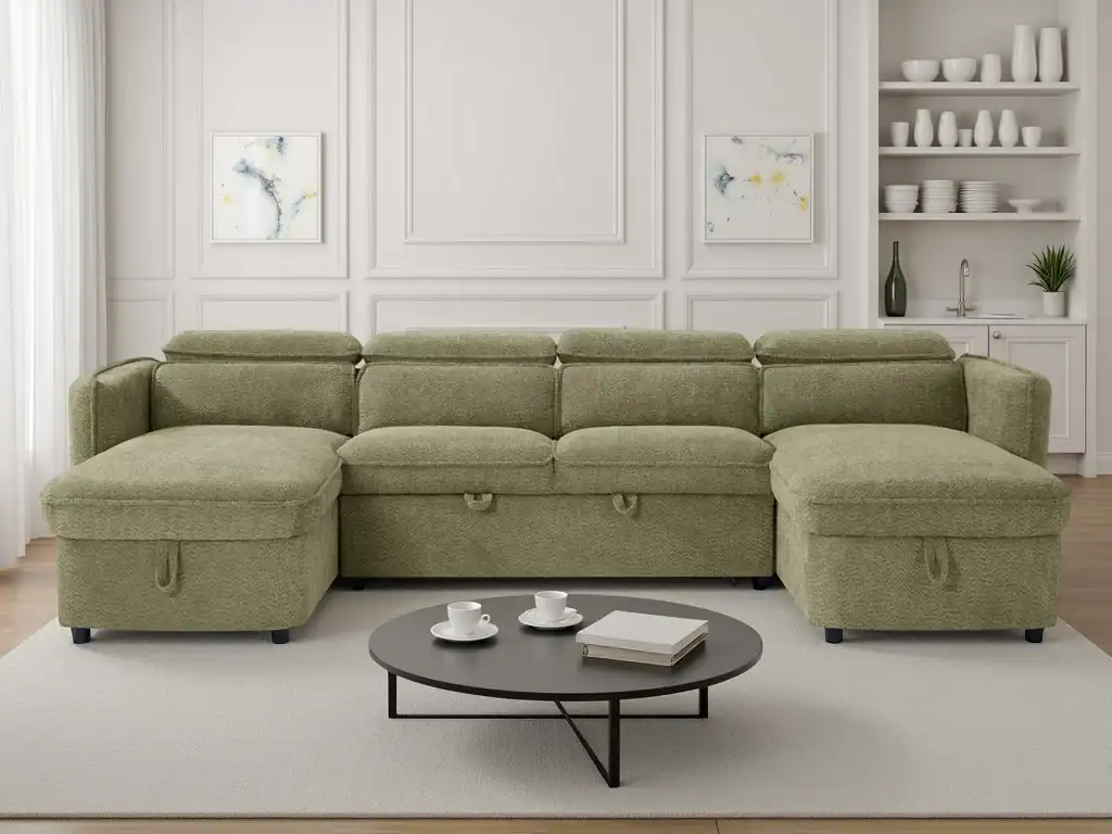 Capri Sofabed Green U Shape Corner, view 2