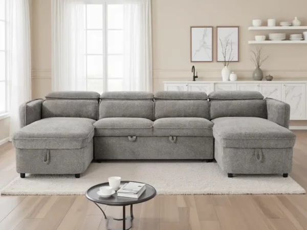 Capri Sofabed Grey U Shape Corner, view 2
