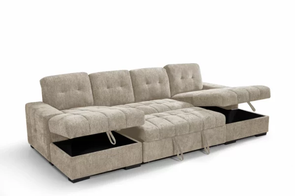 Palermo Sofabed Beige U Shape Corner, view 2