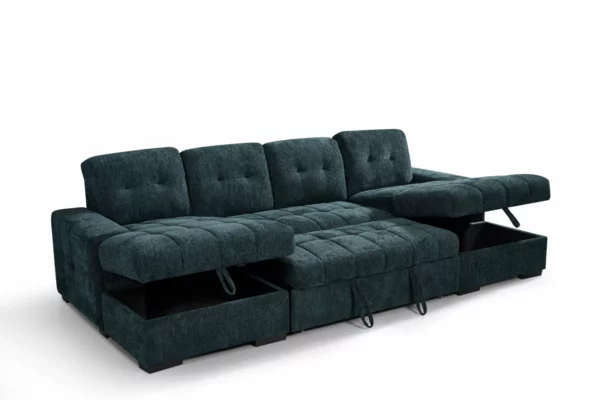 Palermo Sofabed Teal U Shape Corner, view 3