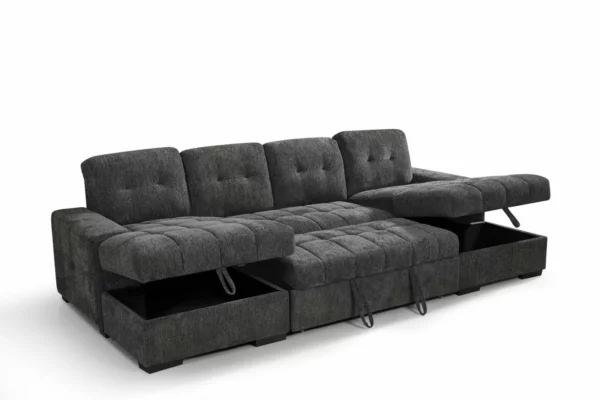 Palermo Sofabed Grey U Shape Corner, view 2