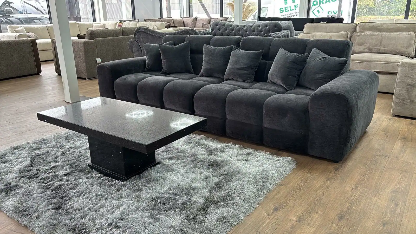 Jacob Sofa Black 4 Seater, view 7