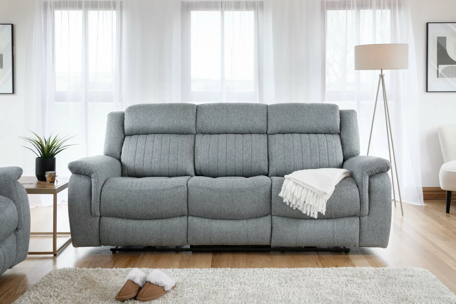 Linden Electric Recliner Sofa Grey 3 Seater