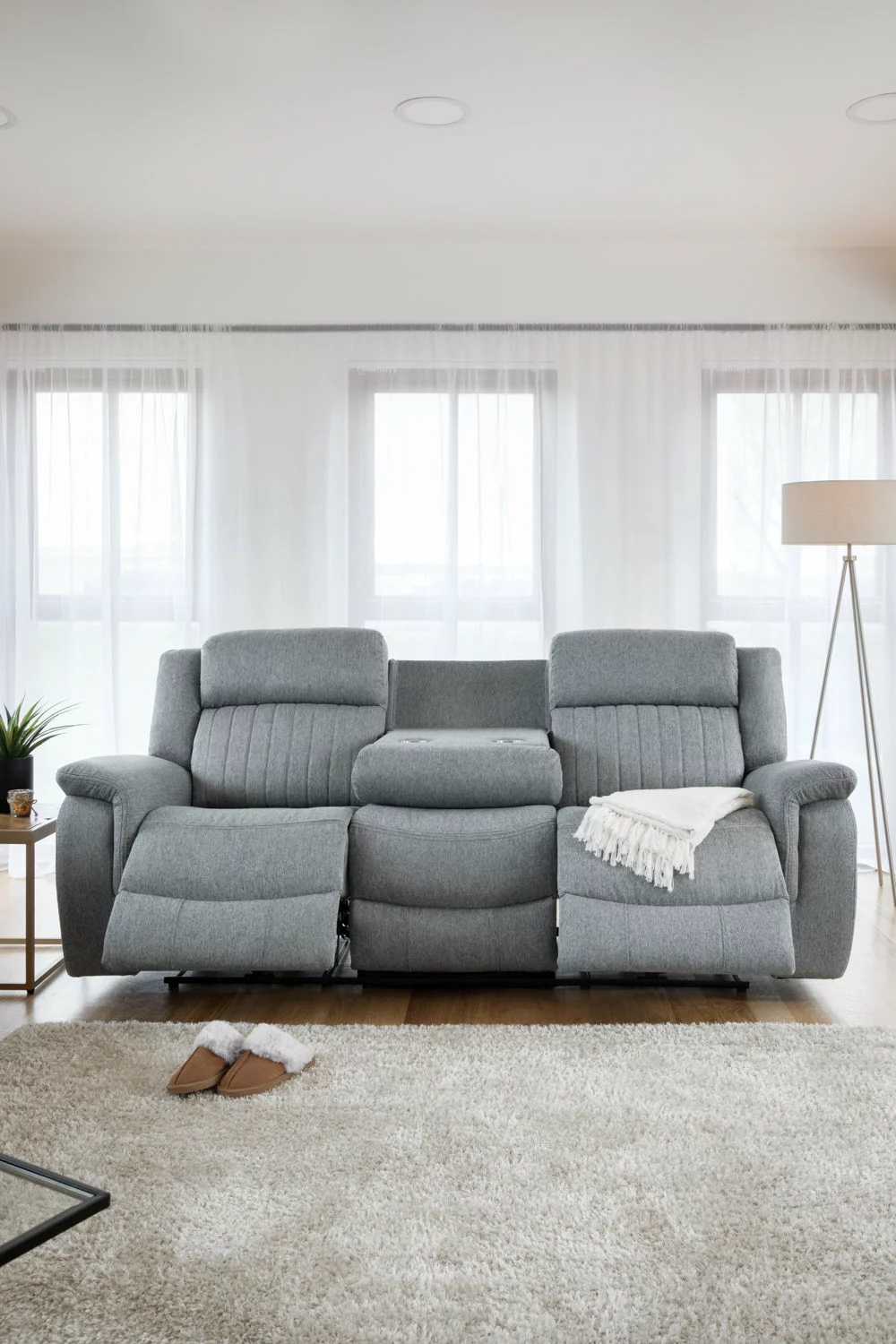 Linden Electric Recliner Sofa Grey 3 Seater, view 2